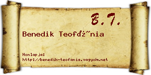 Benedik Teofánia névjegykártya